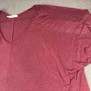 Maurices Womens Burgundy Red Ribbed V-Neck Short Sleeve Flowy Top XL